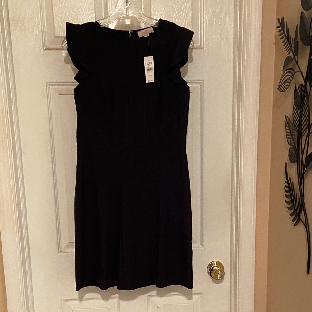 LOFT Navy Pinstripe Dress